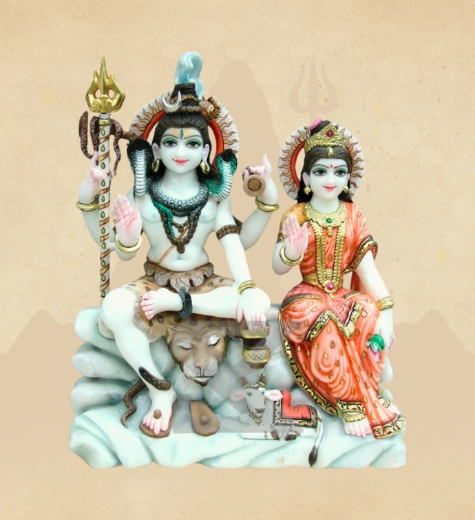 Gauri Shankar — Design 18 — SKM-GSH-18 — Marble Gauri Shankar Statue