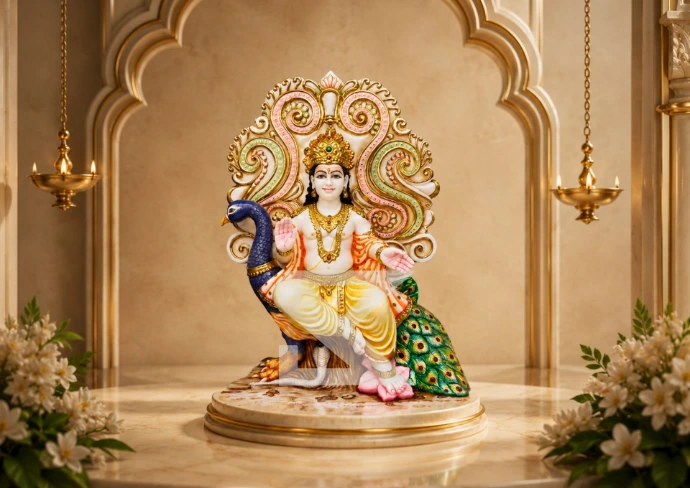 Marble Murugan Statue