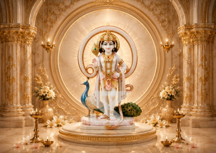 Marble Vel Murugan Statue — Hero