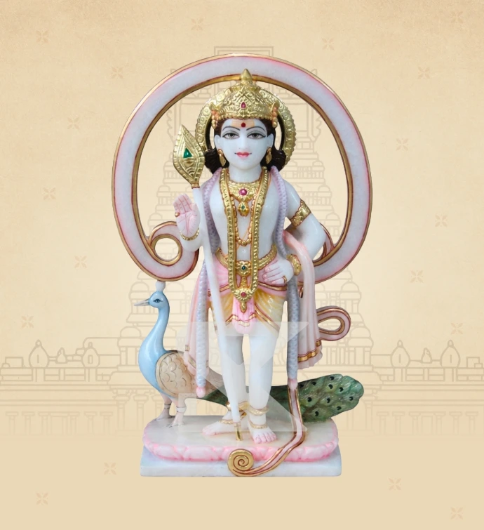 Vel Murugan — Design 02 — SKM-VML-02 — Marble Murugan Statue