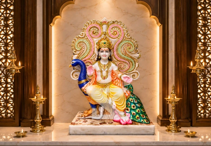Murugan with Peacock placement guide