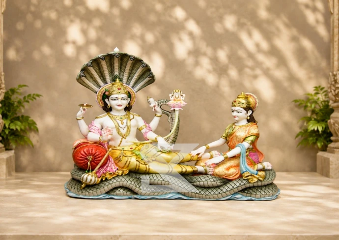 Marble Sheshashayi Laxmi Narayan Statue — Hero