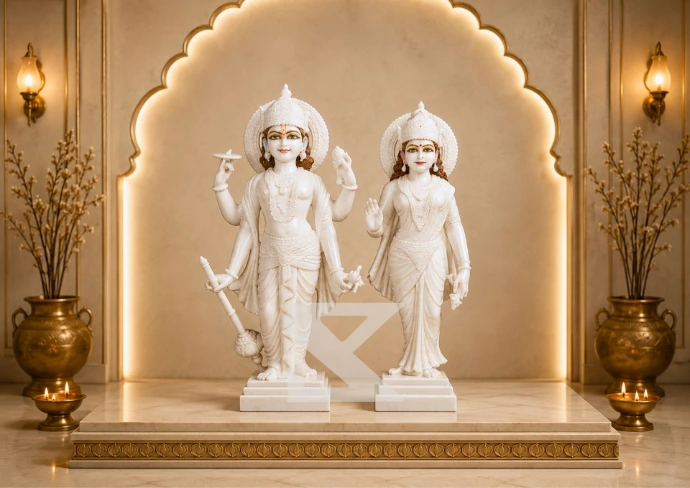 Marble Standing Laxmi Narayan Statue — Hero