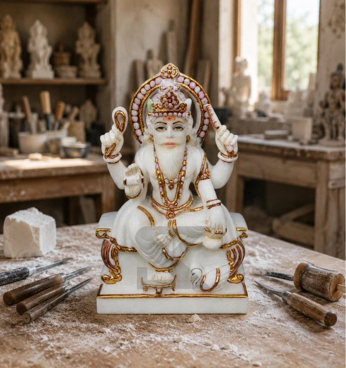 Custom Marble Vishwakarma Murti