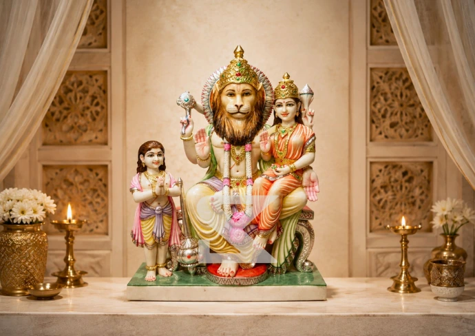 Marble Lord Narasimha Statue — Shilakrut