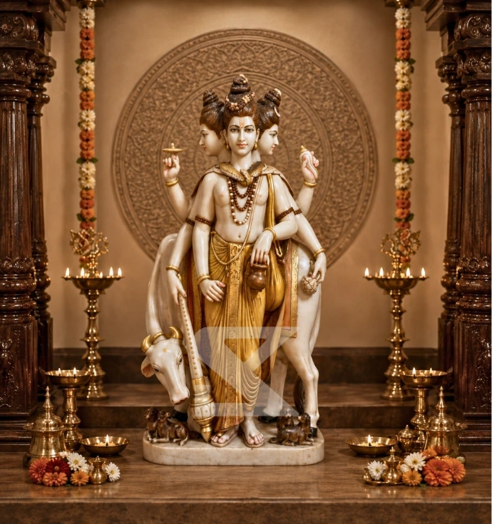 Custom Marble Dattatreya Statue
