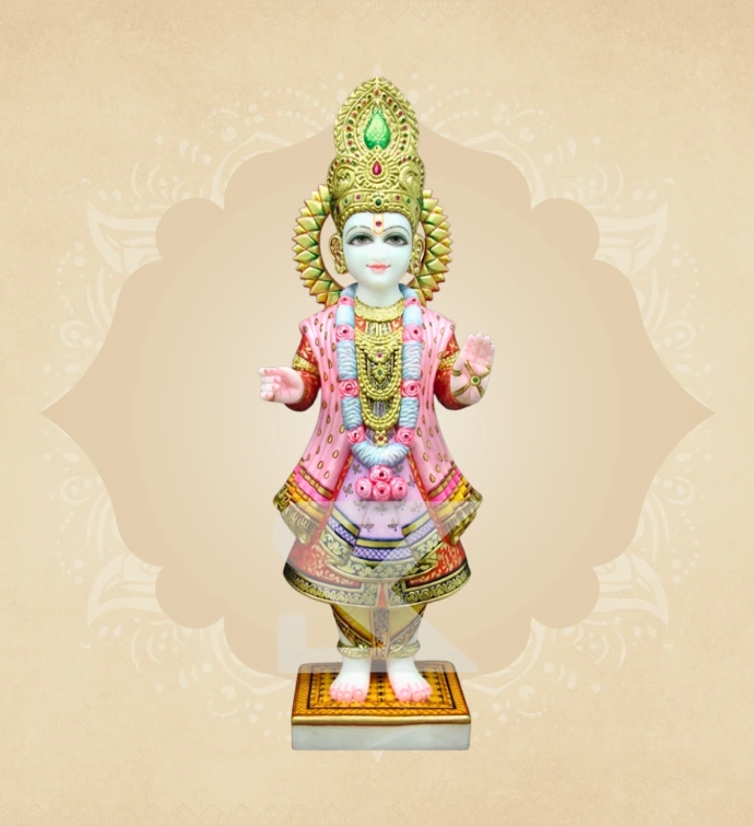 Swaminarayan in Abhaya Mudra Blessing Pose