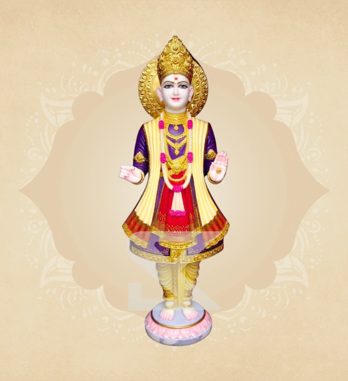 Swaminarayan Statue with Ornate Jewellery