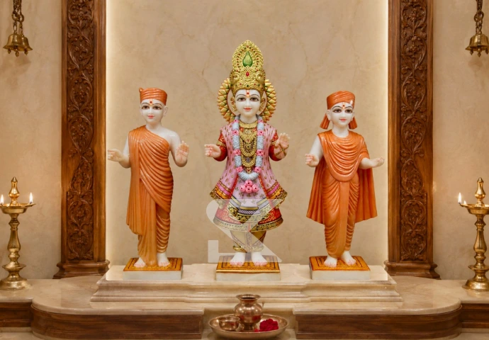 Marble Swaminarayan Statue in Temple Setting