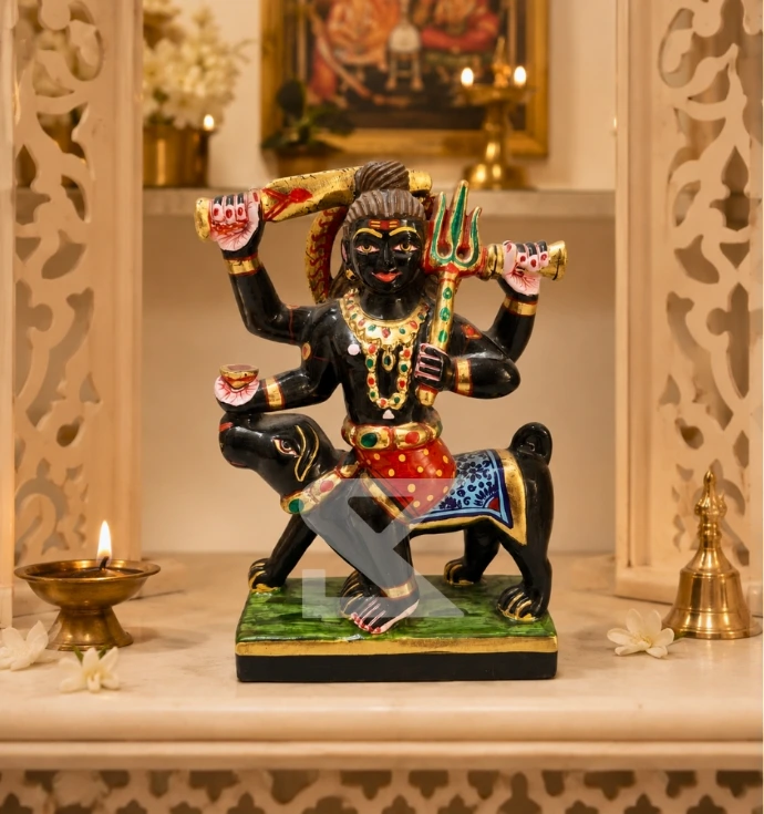 Custom Marble Kaal Bhairav Statue