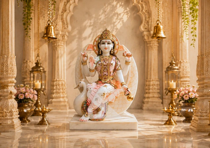 Marble Brahmani Mata Statue — Shilakrut