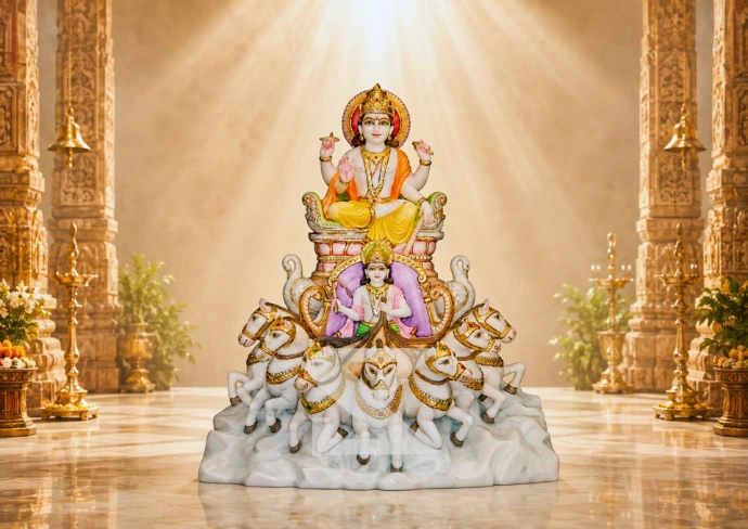 Marble Lord Surya Statue