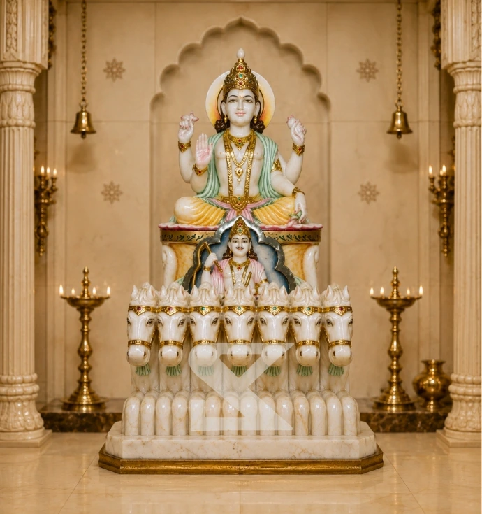 Custom Marble Lord Surya Statue
