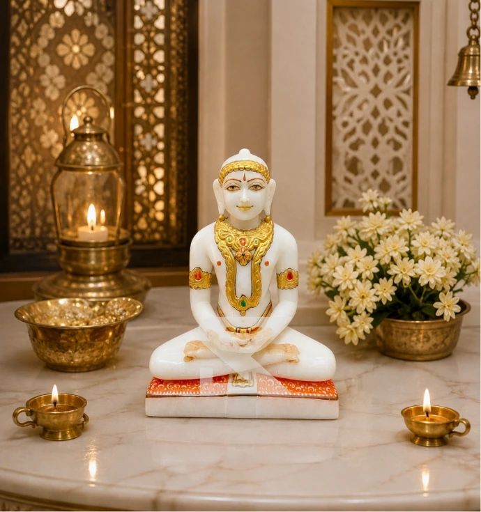 Custom Marble Mahaveer Swami Statue