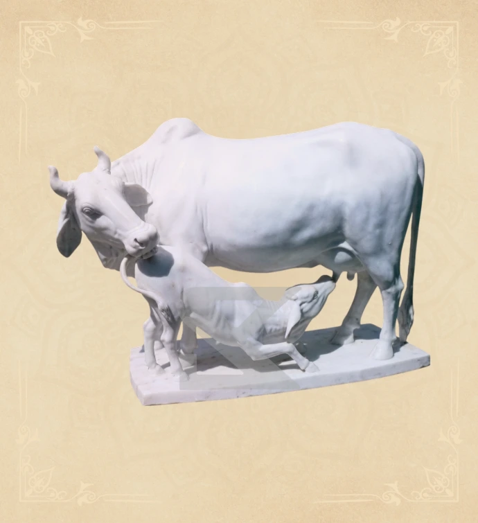 Kamdhenu Cow — SKM-COW-03 — Marble Cow Statue