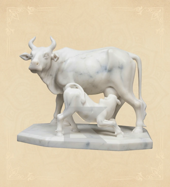Painted Cow — SKM-COW-05 — Marble Cow Statue