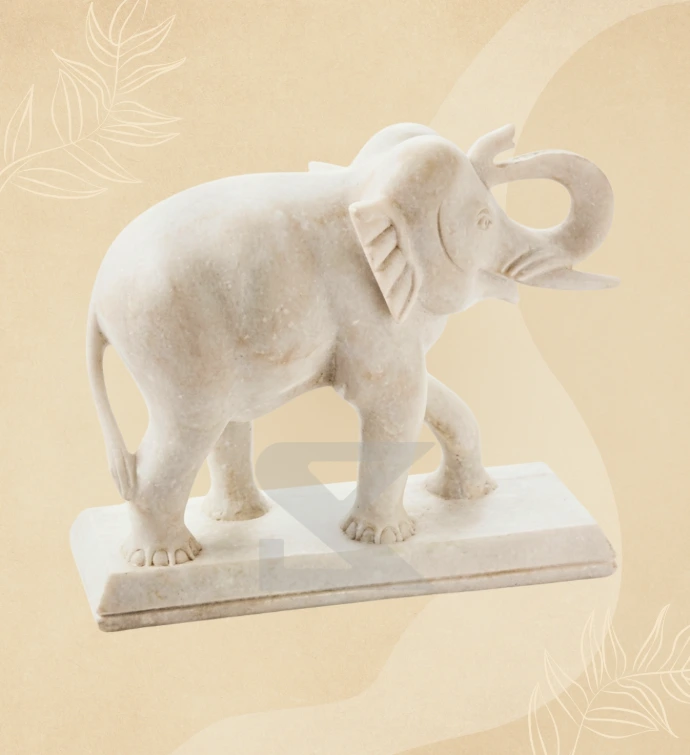 Painted Decorative Elephant — SKM-ELE-06 — Marble Elephant Statue