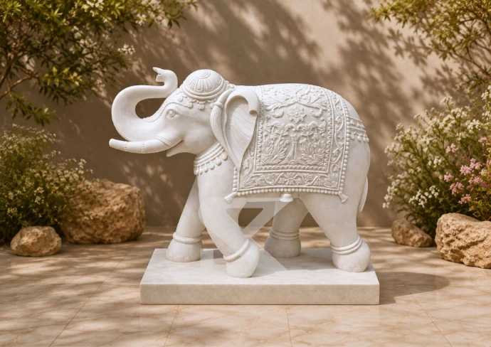 Marble Elephant Statue