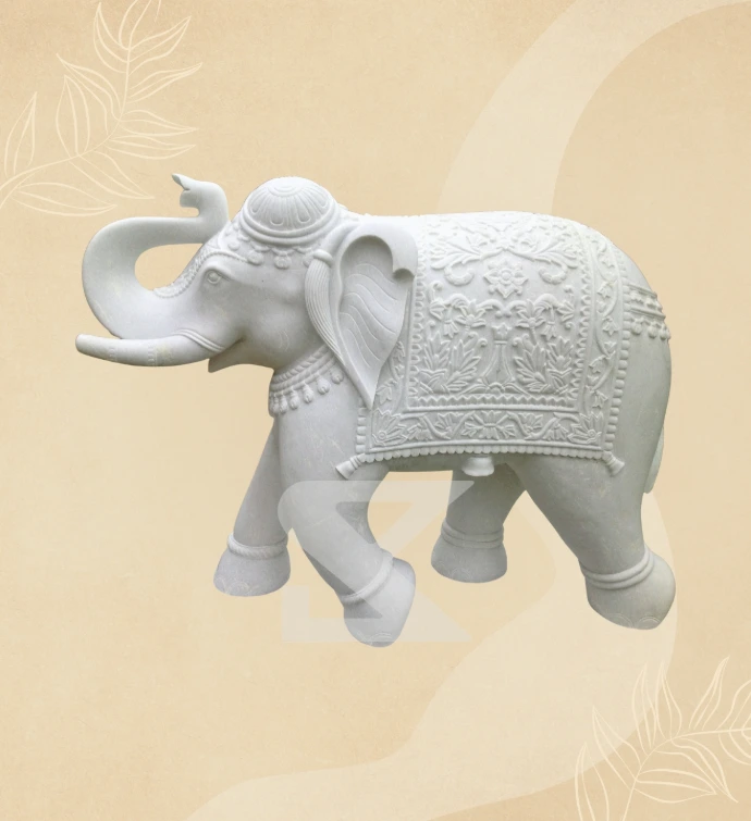 Trunk-Up Elephant — SKM-ELE-02 — Marble Elephant Statue