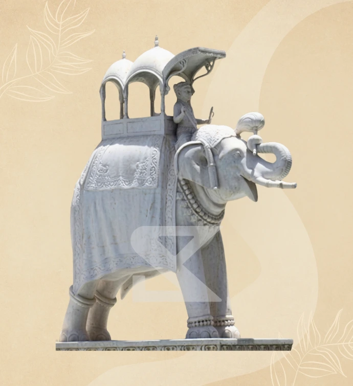 Royal Ambari Elephant — SKM-ELE-03 — Marble Elephant Statue
