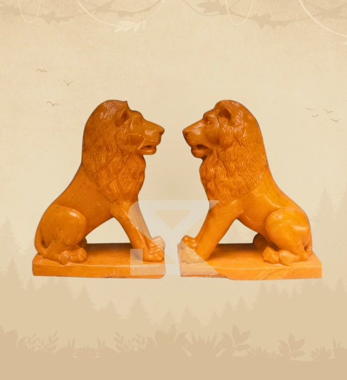 Lion Pair — Simha Dwar — SKM-LIO-04 — Marble Lion Statue