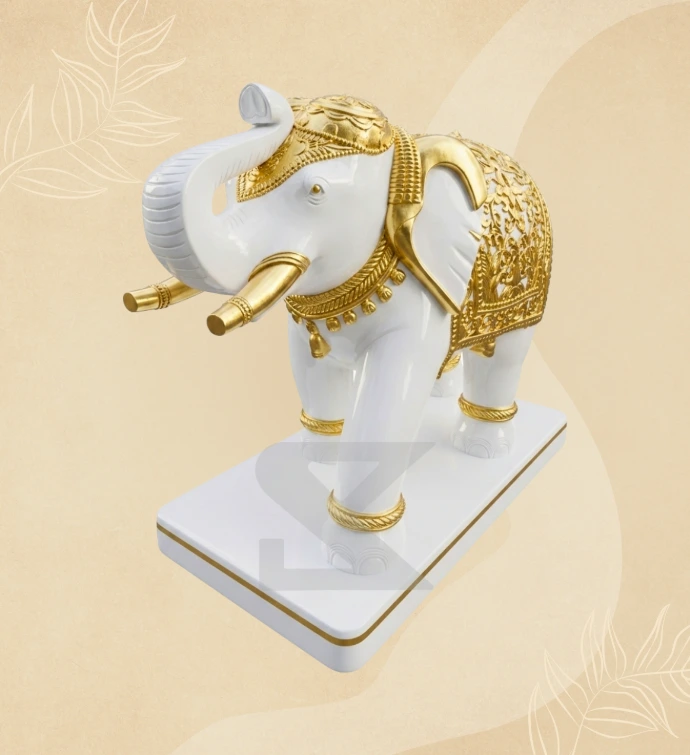 Airavata — SKM-ELE-07 — Marble Elephant Statue