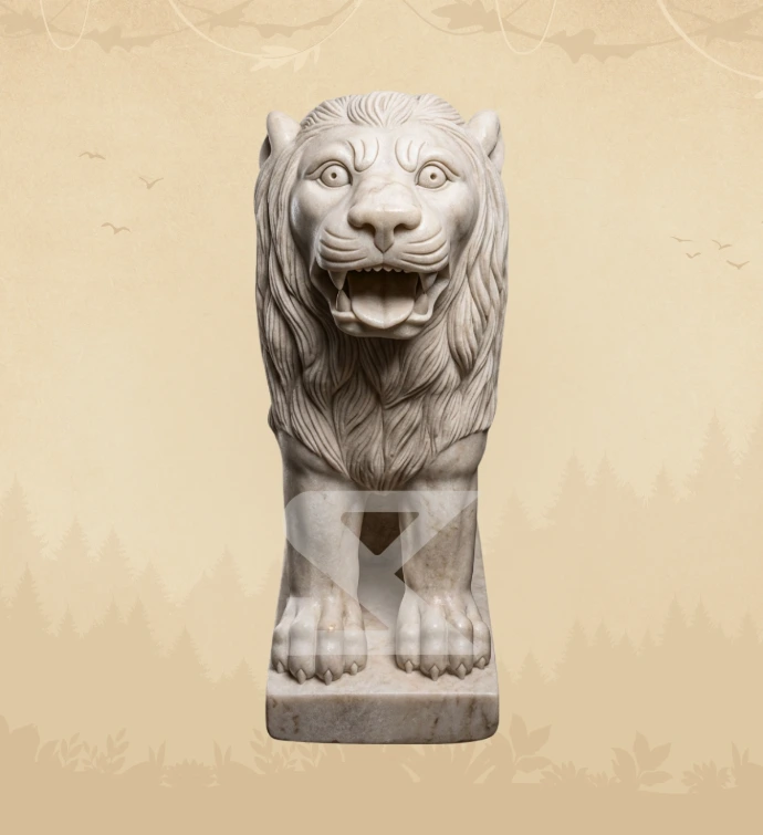 Roaring Lion — SKM-LIO-03 — Marble Lion Statue