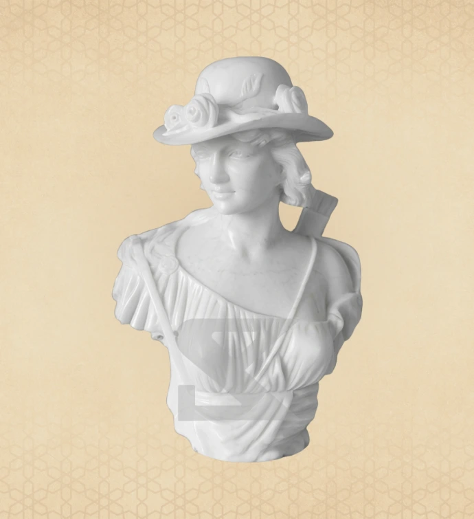 Lady with Hat Bust — SKM-FG-14 — Marble Figurines