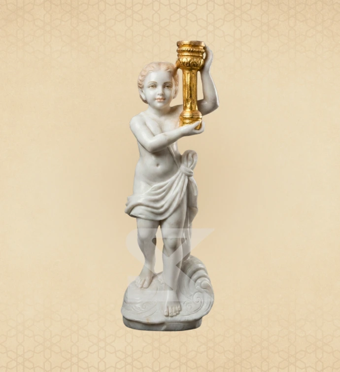 Cherub with Lamp — SKM-FG-19 — Marble Figurines