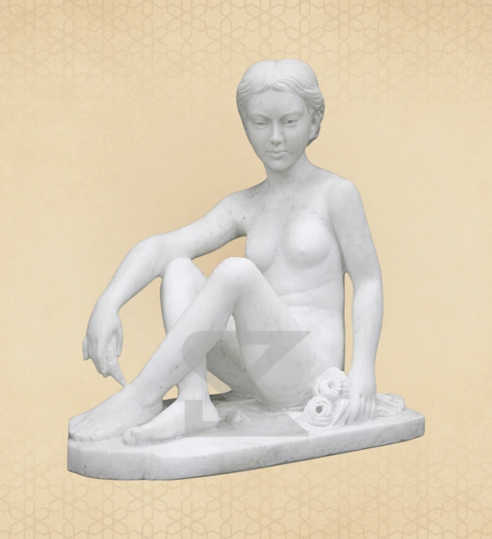 Seated Contemplative Lady — SKM-FG-23 — Marble Figurines