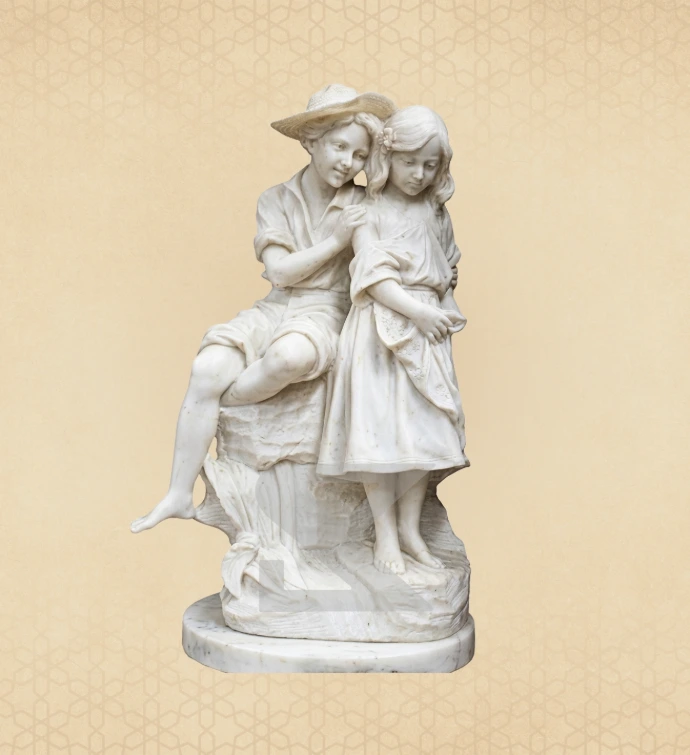 Sisters in a Sun Hat — SKM-FG-29 — Marble Figurines