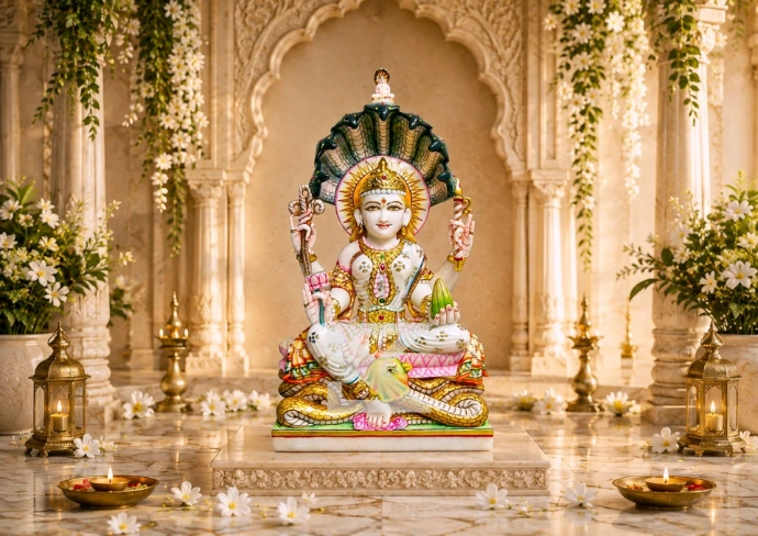Marble Padmavati Mata Statue — Shilakrut