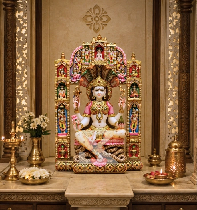 Custom Marble Padmavati Mata Statue
