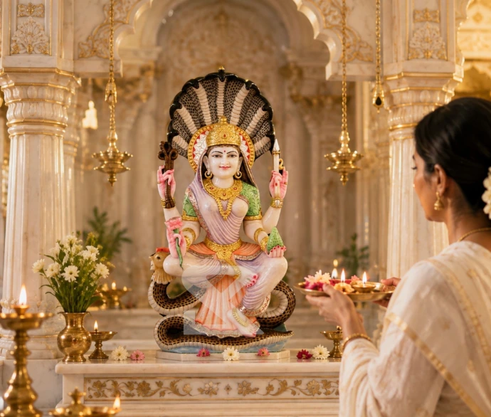 Premium Marble Padmavati Mata Statue — Lifestyle