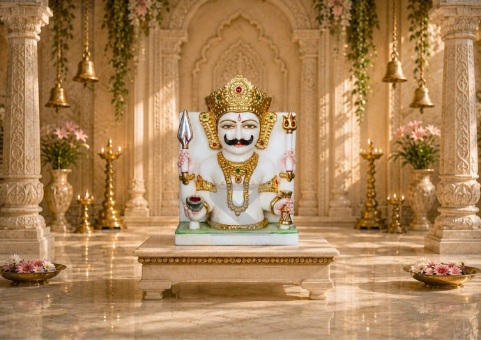 Marble Nakoda Bhairav Statue — Shilakrut