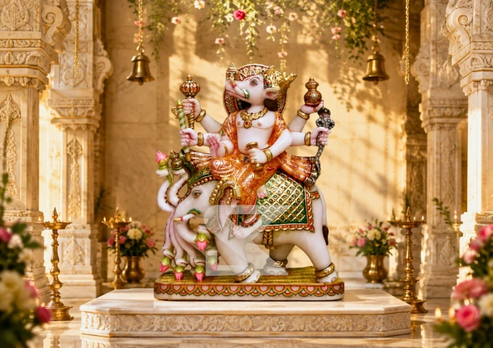 Marble Manibhadra Veer Statue — Shilakrut