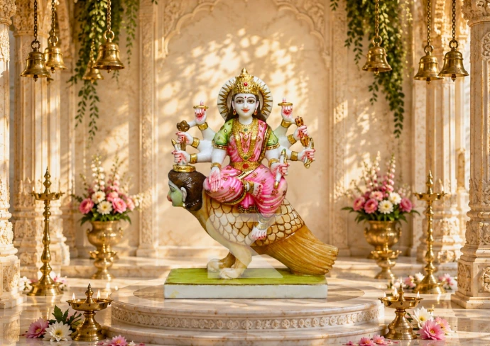 Marble Chakreshwari Mata Statue — Shilakrut