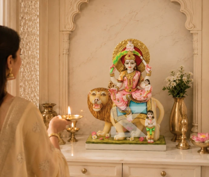 Premium Marble Ambika Mata Statue — Lifestyle