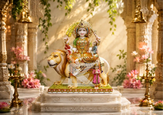 Marble Ambika Mata Statue — Shilakrut