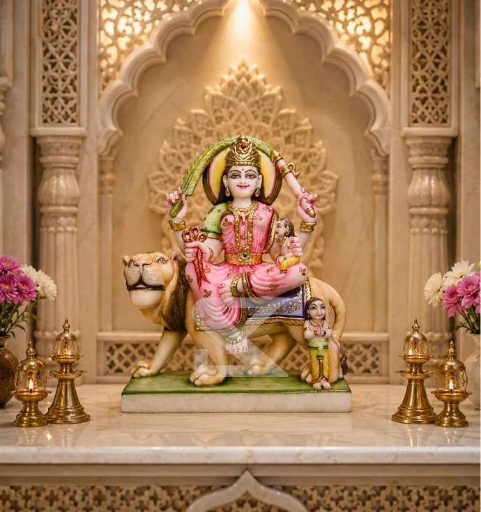 Custom Marble Ambika Mata Statue