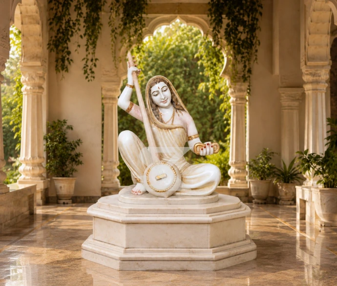 Premium Marble Meera Bai Statue — Lifestyle