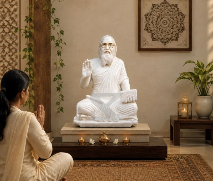 Premium Marble Shri Shrimad Indraddin Surishwer Ji Statue — Lifestyle