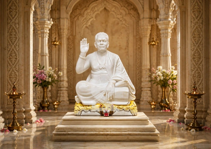 Marble Sri Kali Babu Prasad Gurudev Statue — Shilakrut