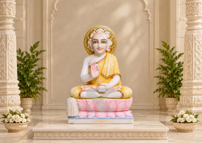 Marble Gautam Swami Statue — Shilakrut