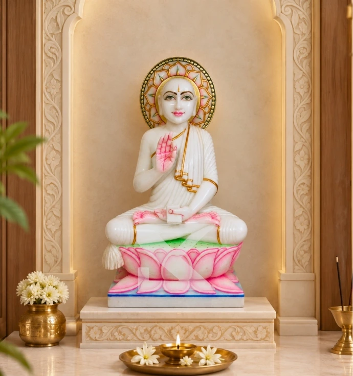 Custom Marble Gautam Swami Statue