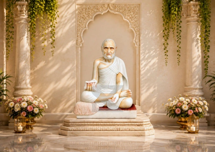 Marble Shri Rajendra Suri Ji Statue — Shilakrut