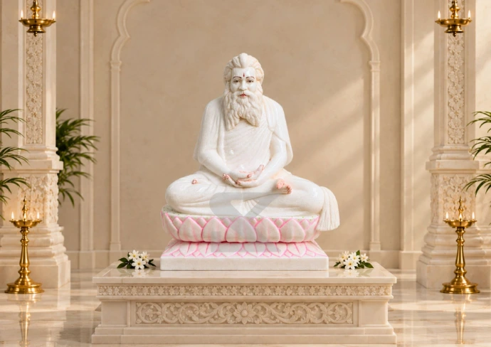 Marble Shri Shanti Suri Ji Statue — Shilakrut