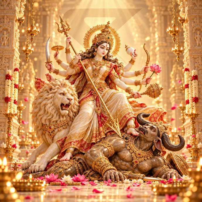 Goddess Durga's golden temple triumph