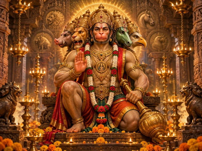 Marble Panchmukhi Hanuman statue
