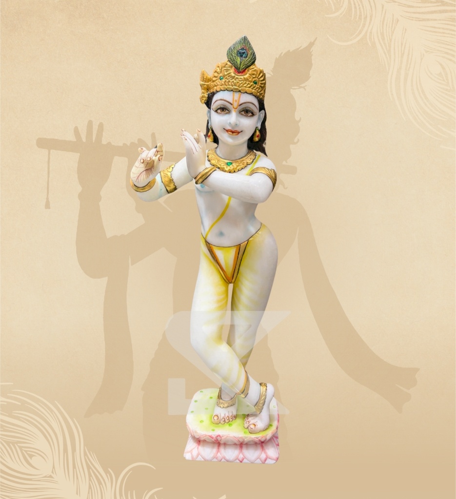 Murlidhar Krishna Marble Statue – Makrana Marble, 18 Inch